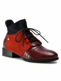 Το φθηνότερο 🎉 Maciejka Γυναίκες Biker Μποτάκια Μποτάκια 04744-23/00-7 Μπορντό 😍